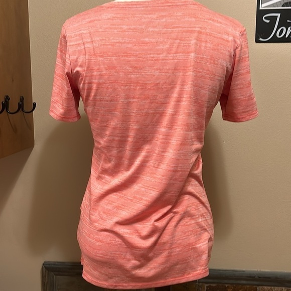 NIKE DRI- Fit Red & White Micro- Striped Short Sleeve T Shirt Women’s Medium - Picture 6 of 9